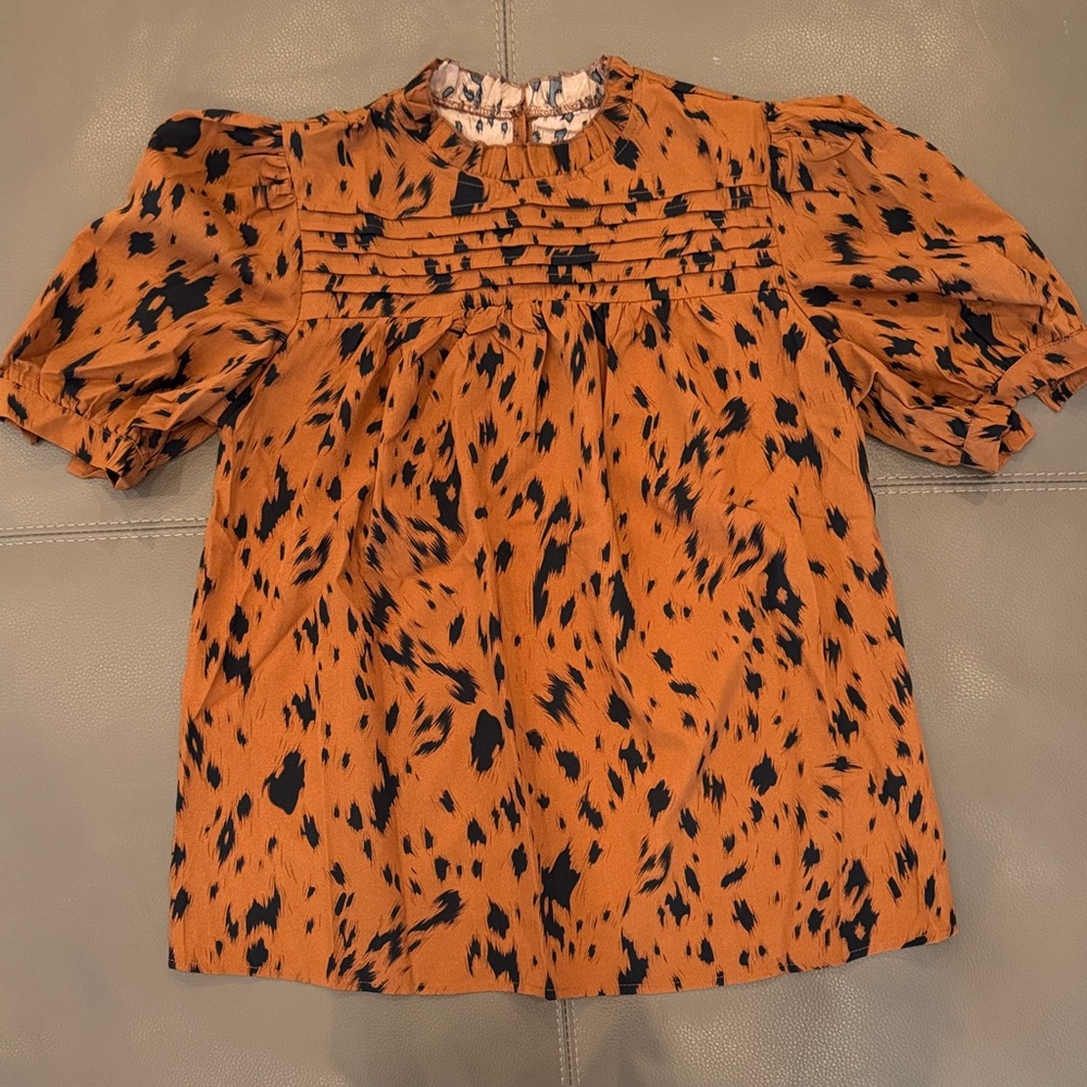 Orange and Black Patterned Blouse